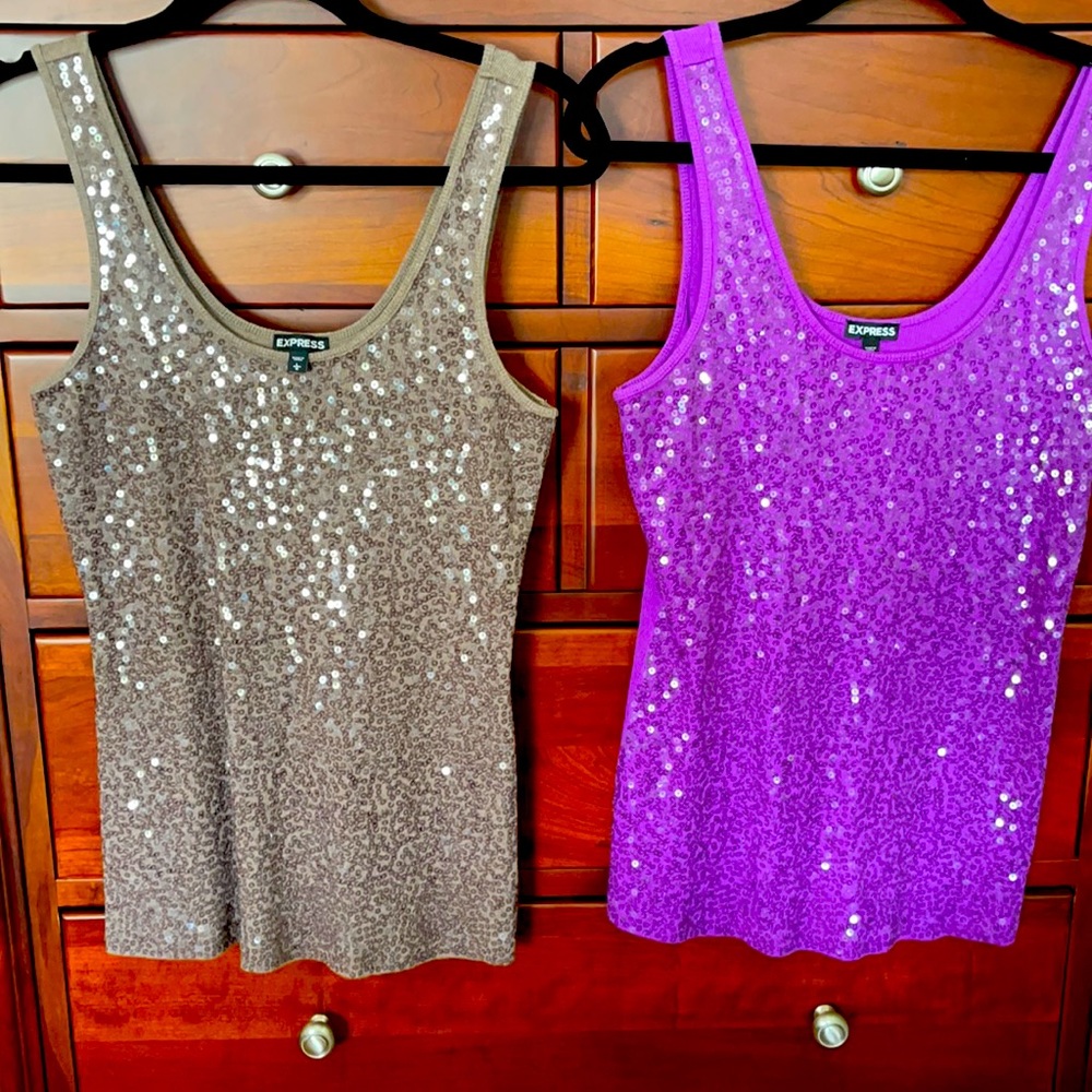 2 tank tops from express . I brown & 1 purple. L
